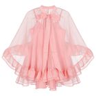Girls Pink Chiffon Cape Dress Set, 1, hi-res