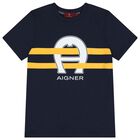 Boys Navy Blue Logo T-Shirt, 2, hi-res