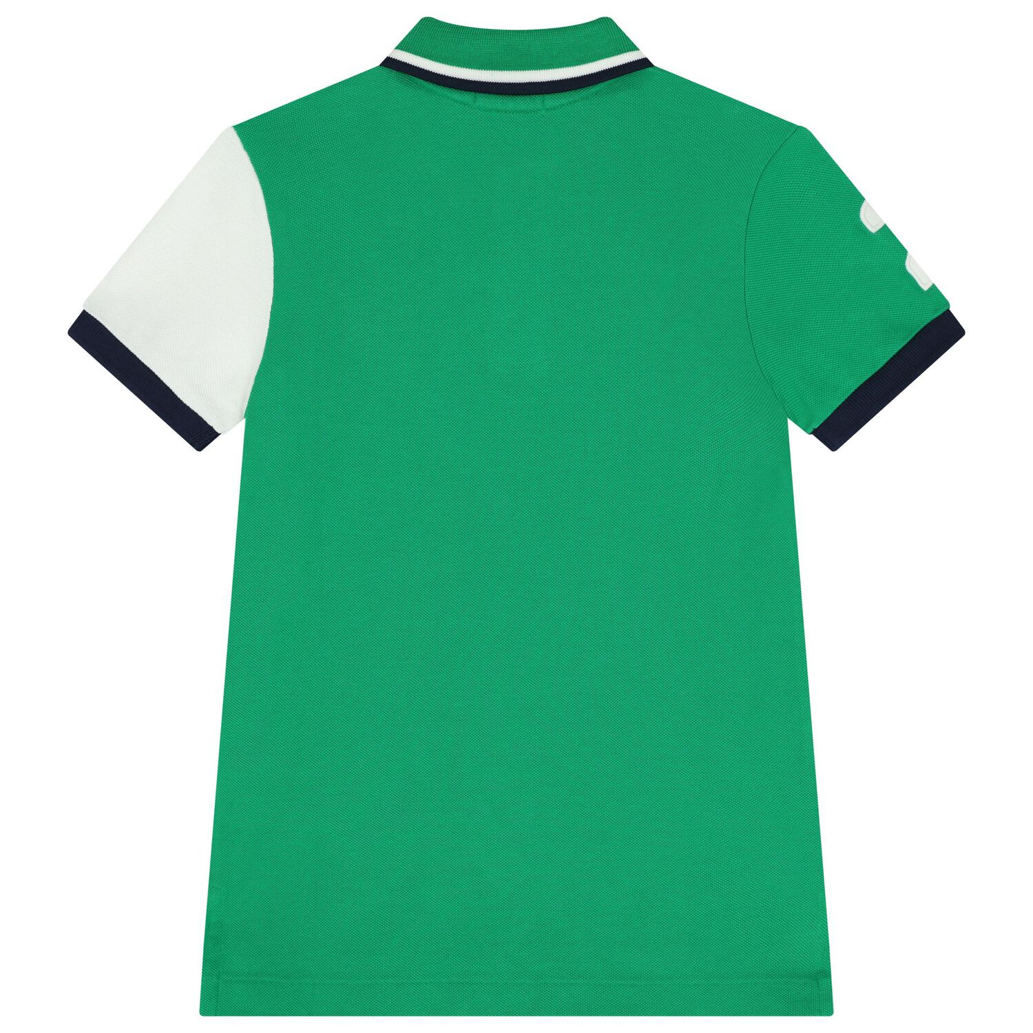 Boys Green, White & Navy Blue Polo Shirt , 1, hi-res
