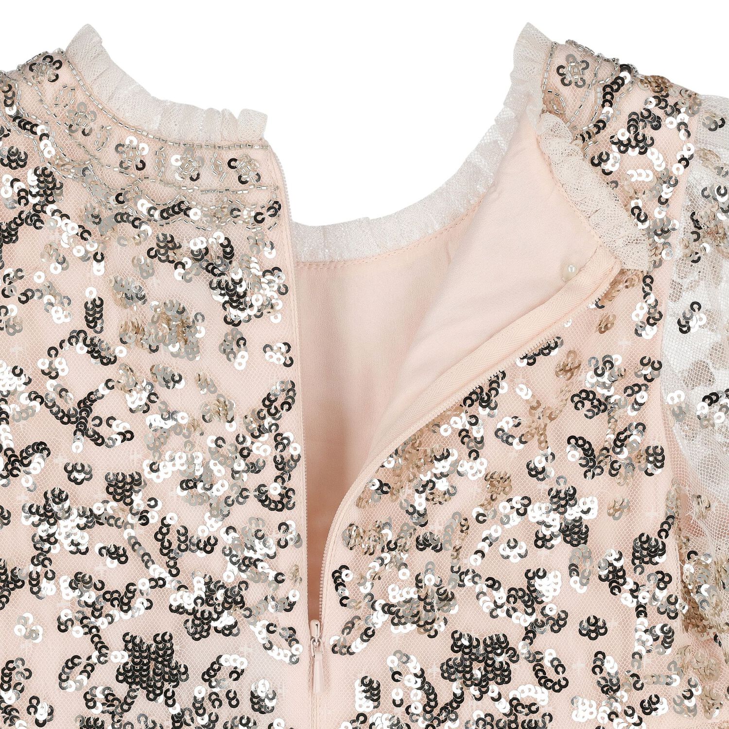 Girls Pink Sequin Tulle Dress, 1, hi-res