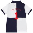 Boys Navy Blue & White Logo Polo Shirt, 1, hi-res