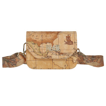 Girls Beige Geo Map Logo Handbag