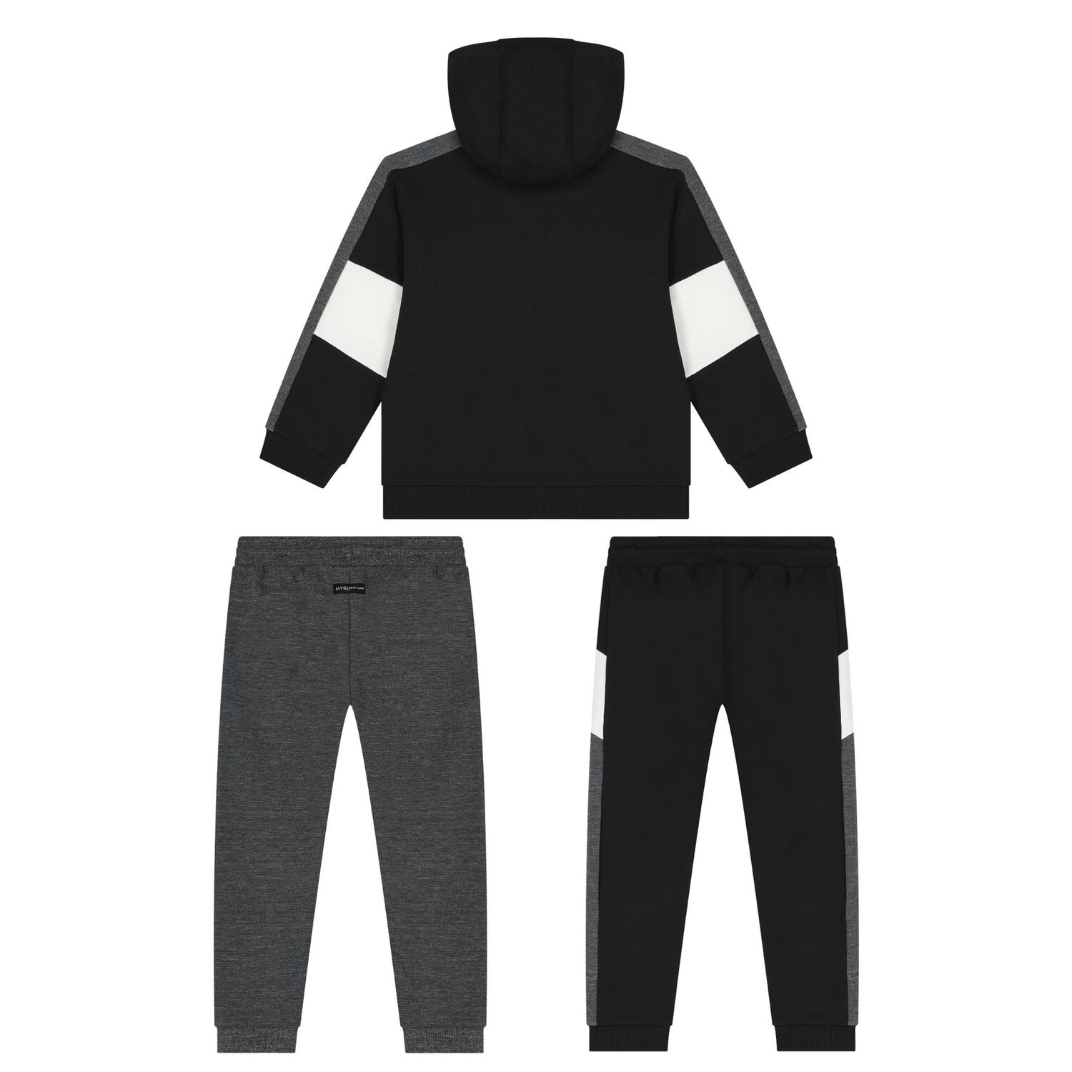 Boys Black & Grey Tracksuit (3 Piece), 2, hi-res