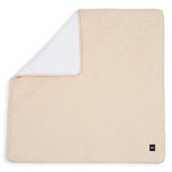 Beige & White Logo Baby Blanket