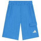 Boys Blue Logo Shorts Set, 1, hi-res