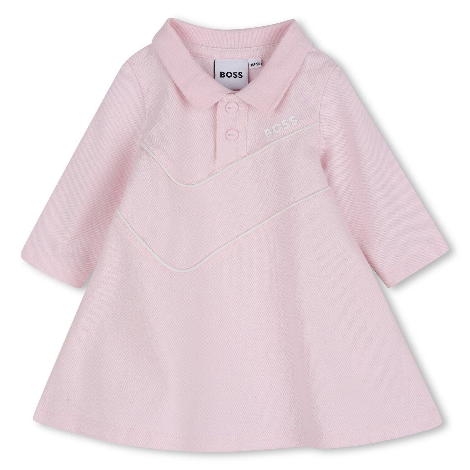 Younger Girls Pink Logo Polo Dress, 1, hi-res