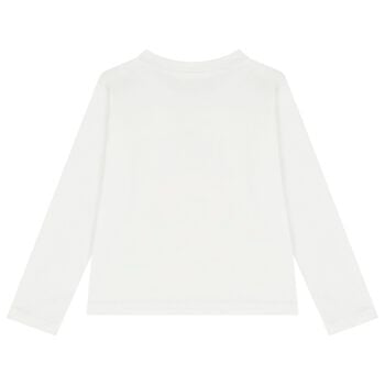 بلوزة بأكمام طويلة مزينة باللون الأبيض للبنات