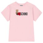 Girls Pink Teddy Bear Logo T-Shirt, 3, hi-res