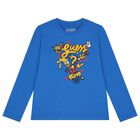 Boys Blue Logo Long Sleeve Top, 2, hi-res