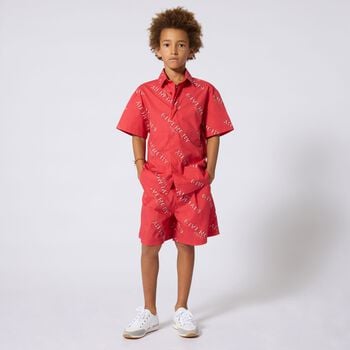 Boys Red Logo Shorts Set