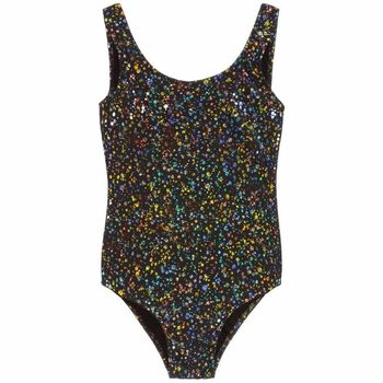 Girls Black Glitter Swimsuit