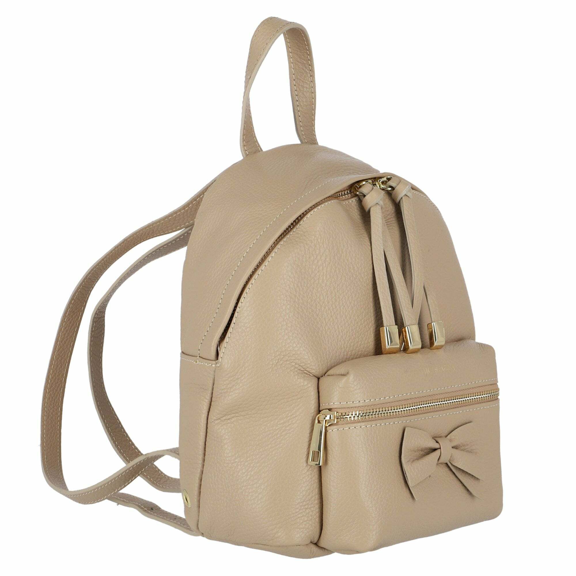 Monnalisa Girls Beige Leather Backpack Junior Couture