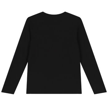 Boys Black Logo Long Sleeve Top