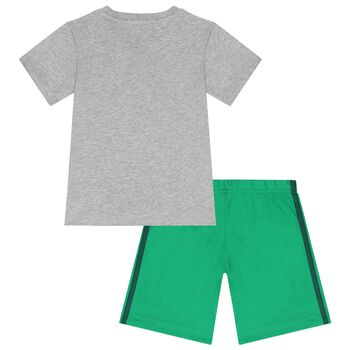 Grey & Green Logo Shorts Set