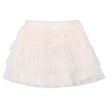 Girls Ivory Tulle Ruffled Skirt