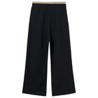 Girls Black Pleated Trousers, 1, hi-res