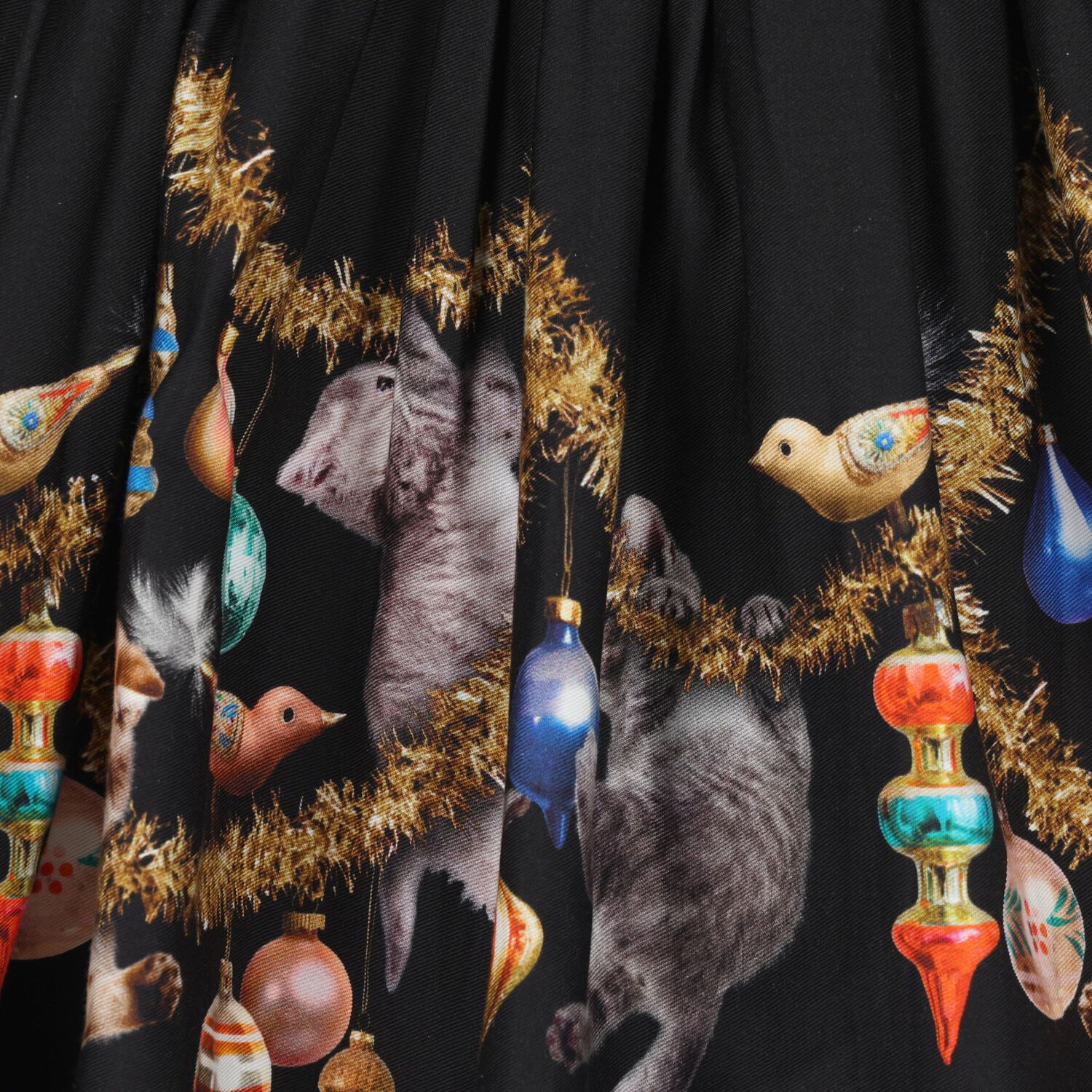 Girls Black Christmas Bauble Dress, 3, hi-res