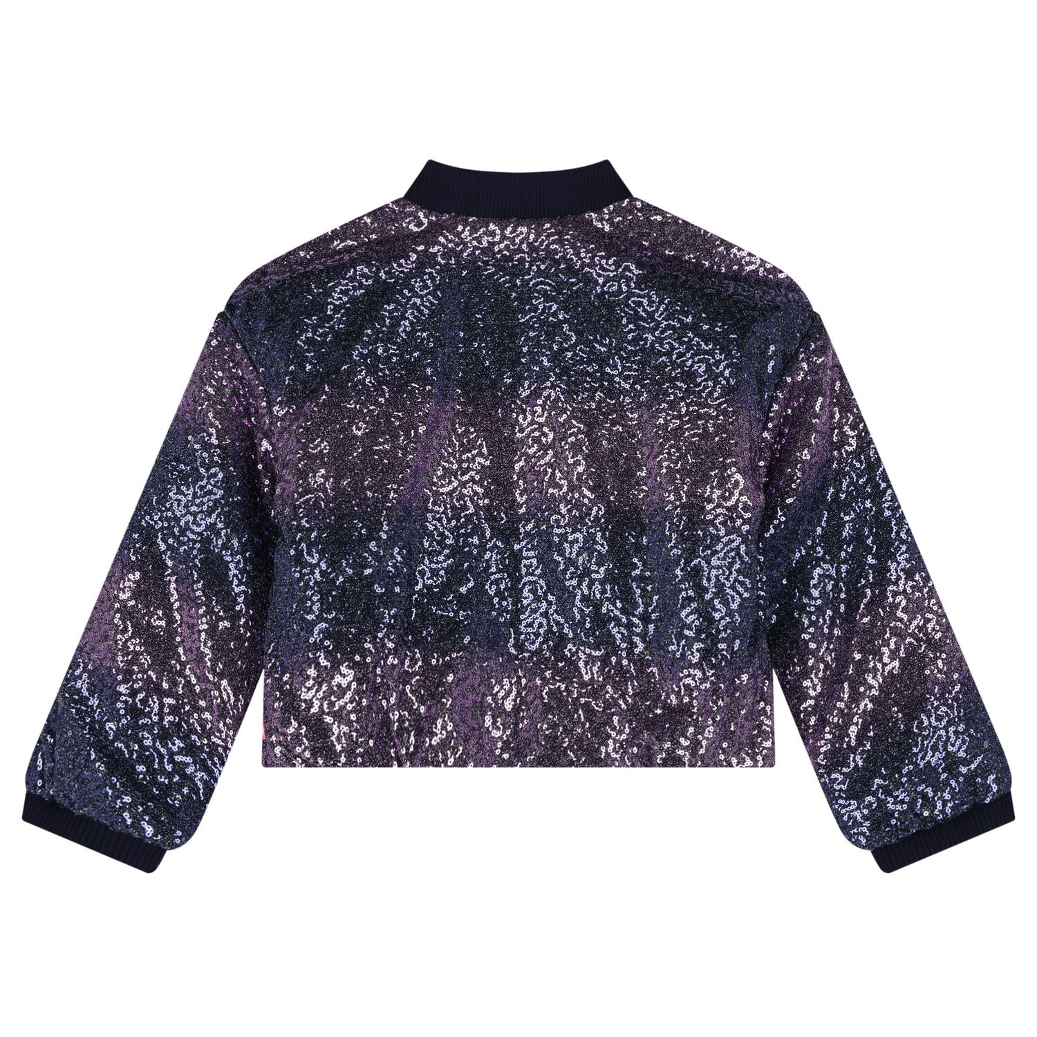 Girls Navy Blue Sequin Zip Up Top, 1, hi-res