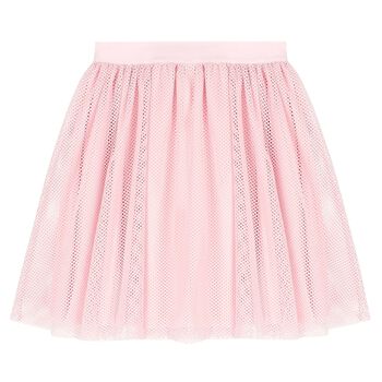 Girls Pink Logo Mesh Skirt
