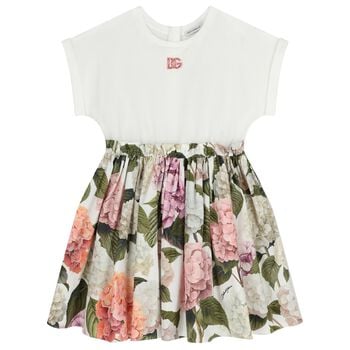 Girls Ivory & Pink Floral Dress