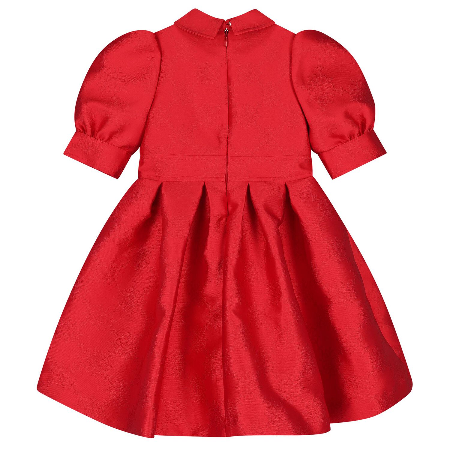 Girls Red Satin Jacquard Logo Dress, 2, hi-res