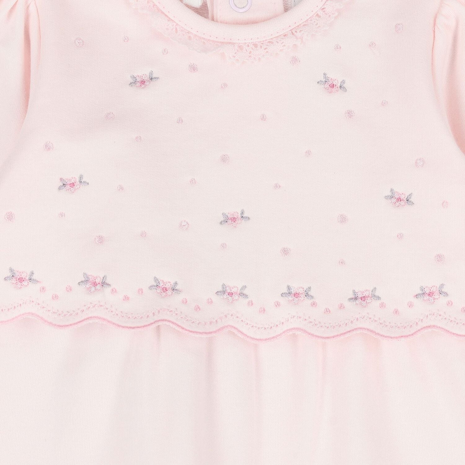 Baby Girls Pink Embroidered Romper Set, 1, hi-res