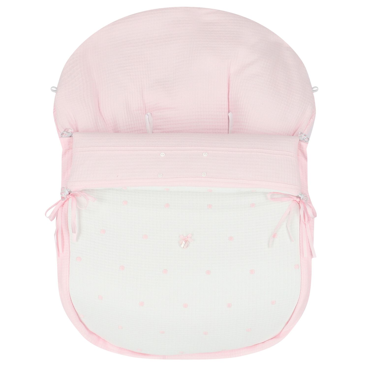 Girls Pink & White Polka Dot Baby Pram Nest, 1, hi-res image number null