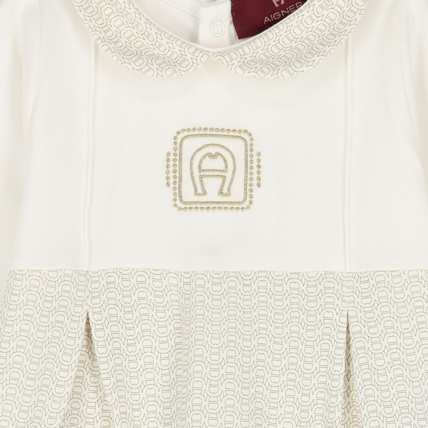 Ivory & Gold Logo Babygrow, 3, hi-res