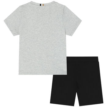 Younger Boys Grey & Black Shorts Set