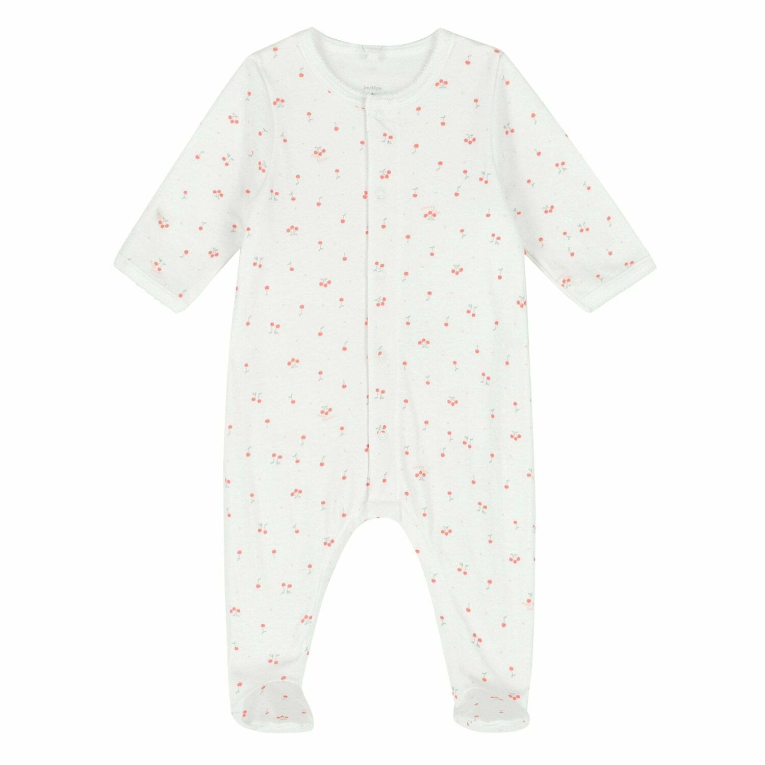Baby Girls White & Pink Cherry Babygrow, 1, hi-res