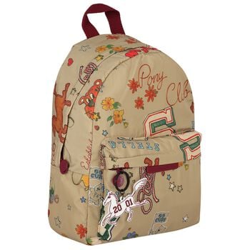 Younger Girls Beige Logo Floral Backpack ( 30CM )
