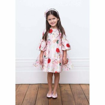 Girls Pink Satin Dress