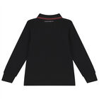 Boys Black Aston Martin Logo Polo Shirt, 1, hi-res