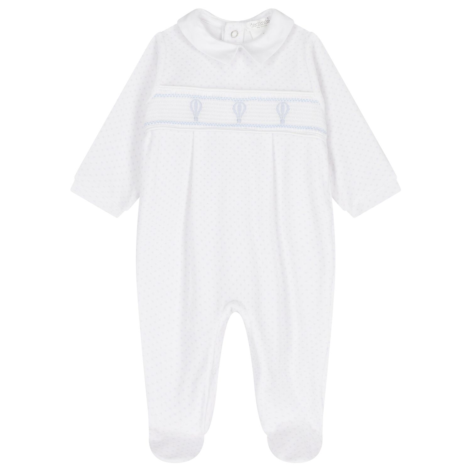 Baby Boys White & Blue Dots Babygrow, 1, hi-res