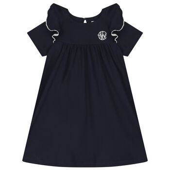 Girls Navy Blue Logo Dress
