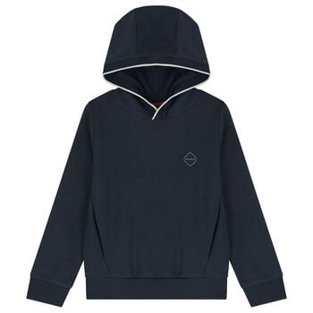 Boys Navy Blue Logo Hooded Top