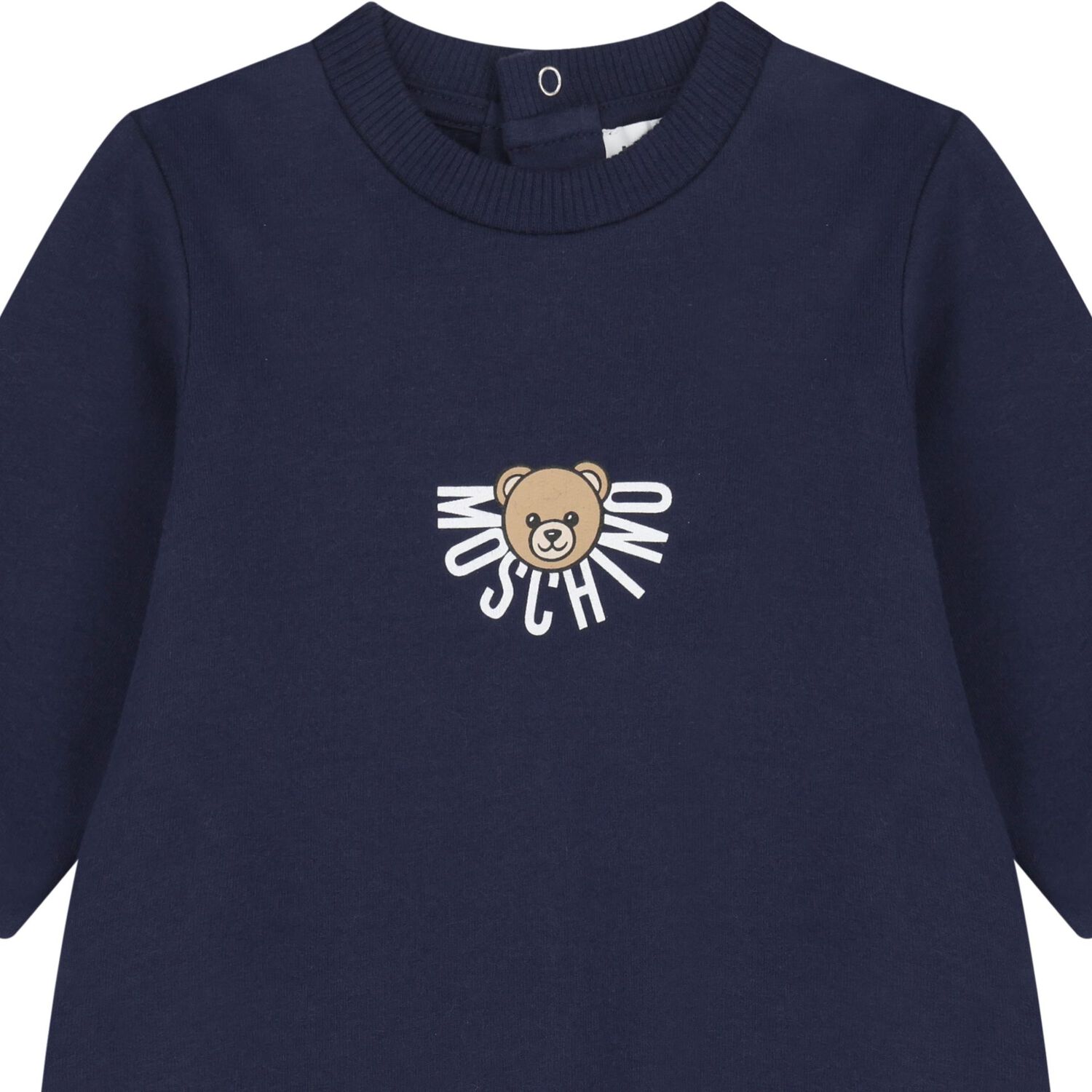 Navy Blue Teddy Bear Logo Babygrow, 2, hi-res