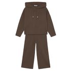 Girls Brown Knitted Trouser Set, 3, hi-res