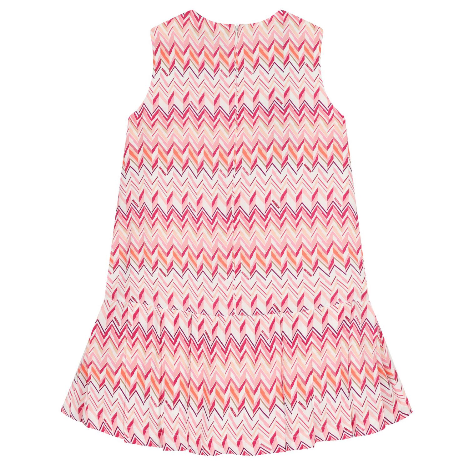 Girls Pink & White Logo Zig Zag Dress, 1, hi-res