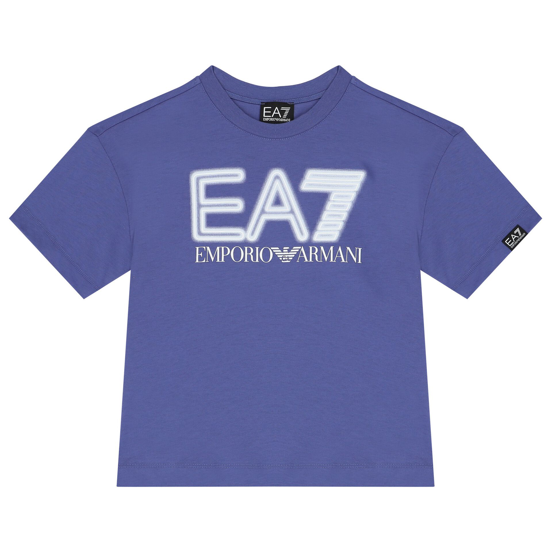 EA7 Emporio Armani Boys Blue Logo T Shirt Junior Couture