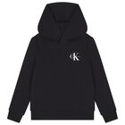 Boys Black Logo Hooded Top , 1, hi-res