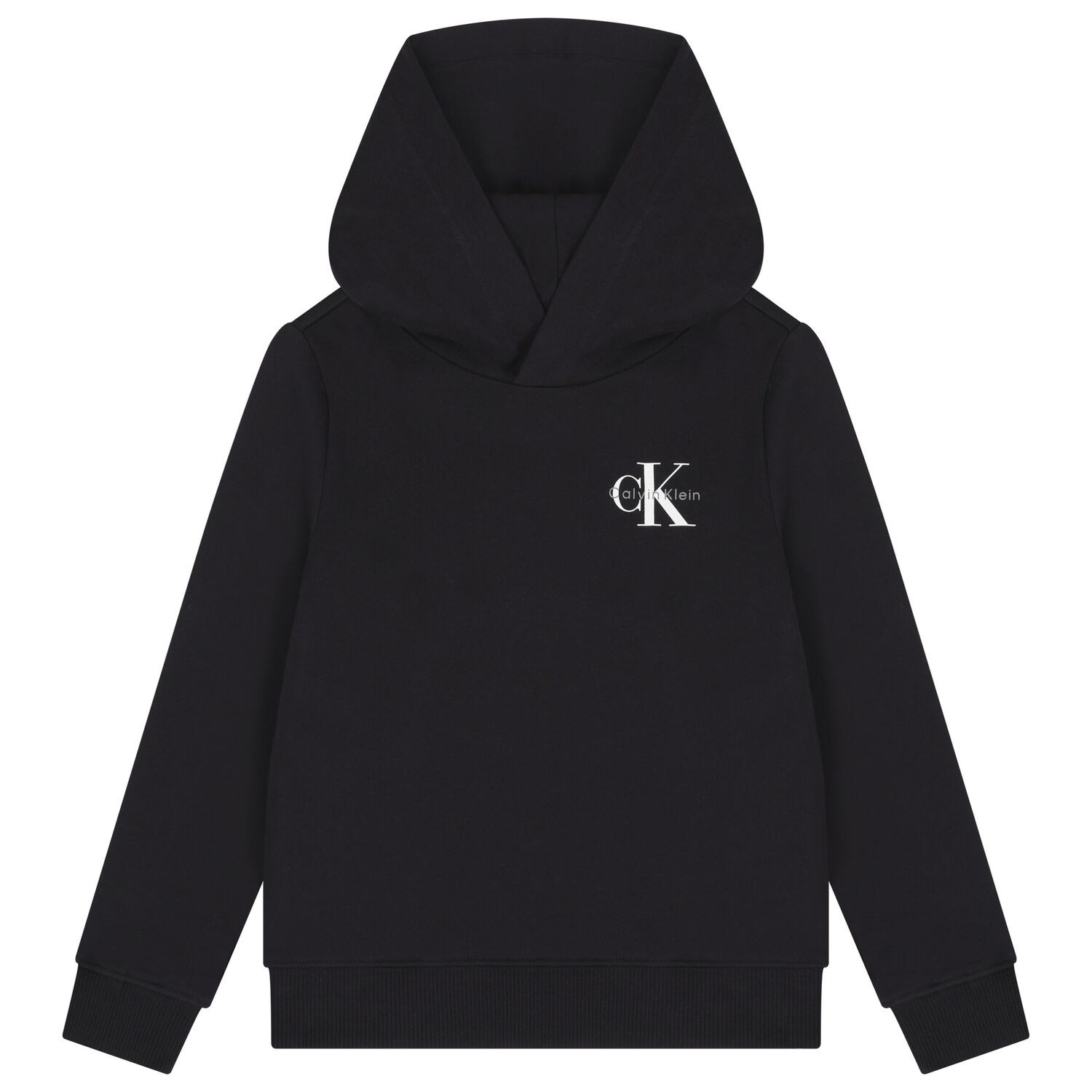 Boys Black Logo Hooded Top , 1, hi-res