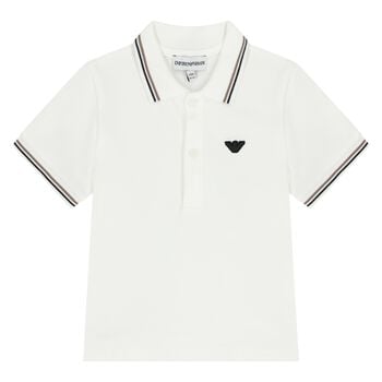 Younger Boys White Logo Polo Shirt
