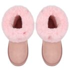 حذاء باللون وردي للبنات من الجلد المدبوغ والفراء الصناعي, 1, hi-res