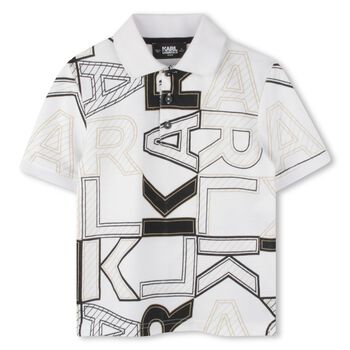 Boys White Logo Polo Shirt