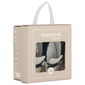 أحذية موكاسين للأطفال الرضع من الجلد باللونين العاجي والكحلي