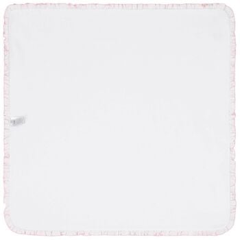 Baby Girls White & Pink Delicate Blooming Bow Blanket