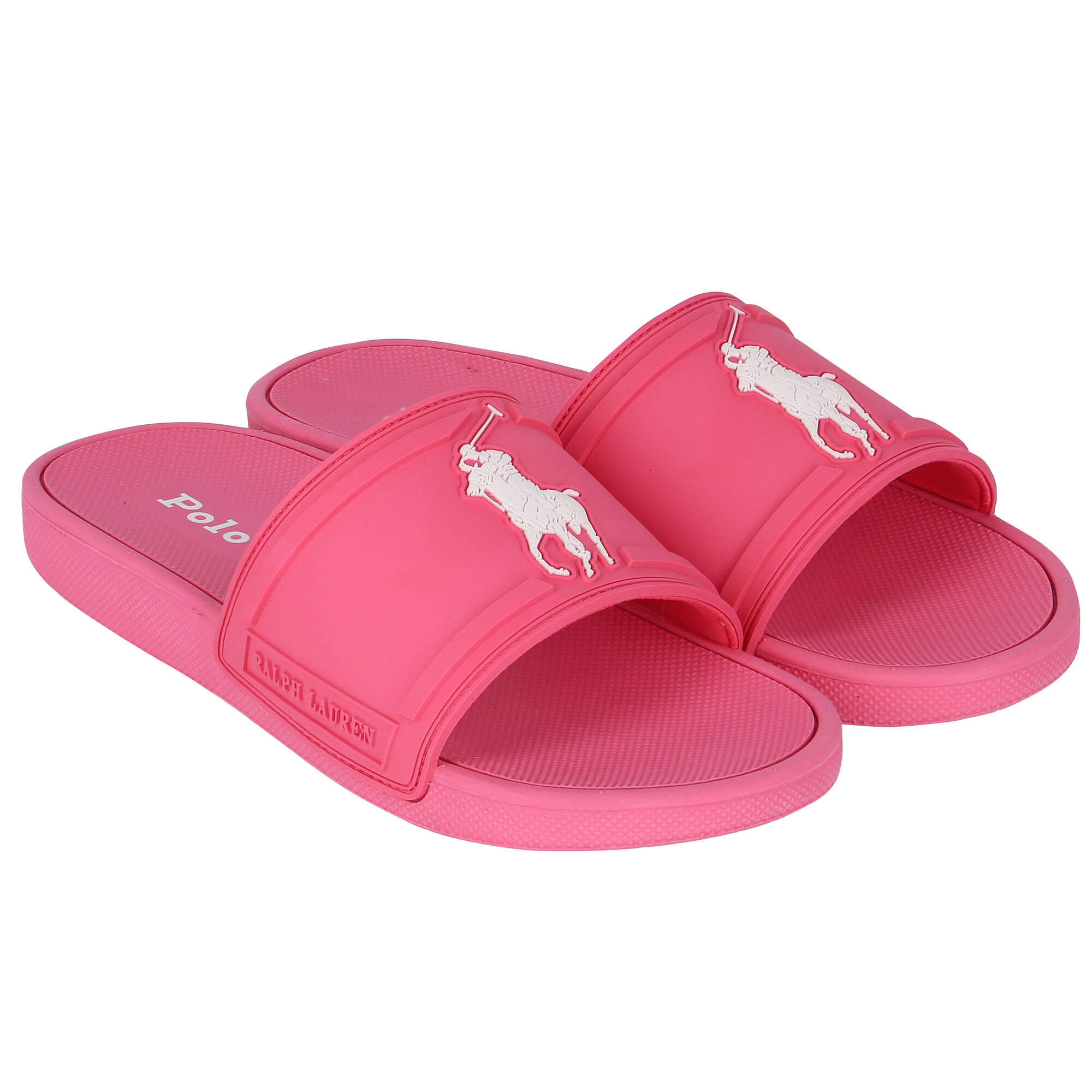 Ralph Lauren Girls Pink Logo Sliders Junior Couture USA
