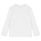 Boys White & Navy Blue Cotton Logo Long Sleeve Top( 2-Pack ), 1, hi-res