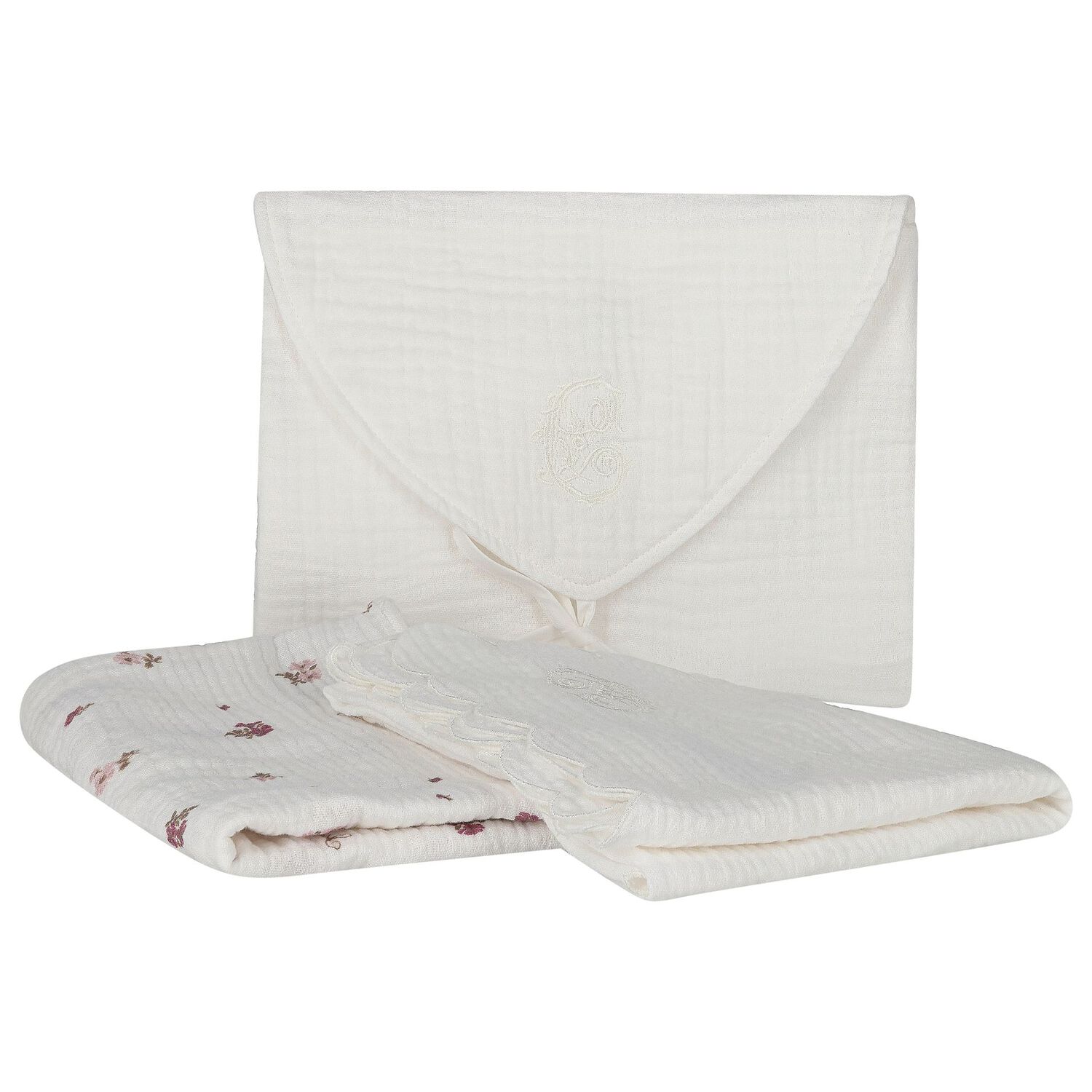Baby Girls Ivory Floral Muslin Gift Set, 1, hi-res